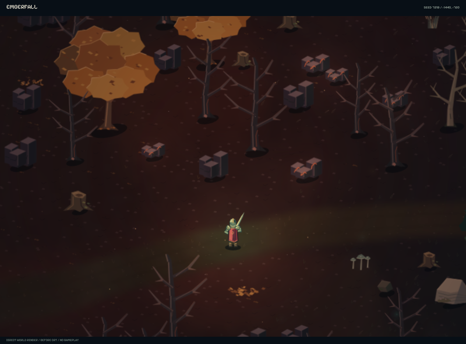 The warm, ember-colored terrain of Emberfall