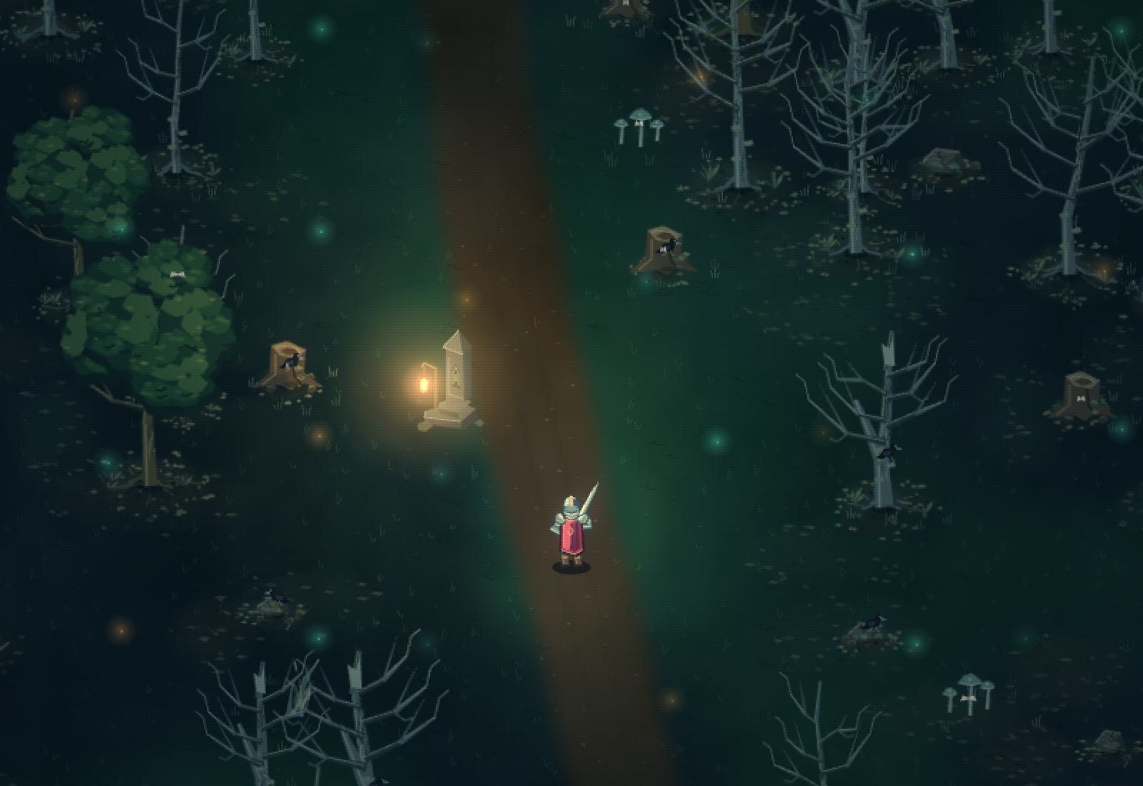 An adventurer exploring the dark Deadwood forest